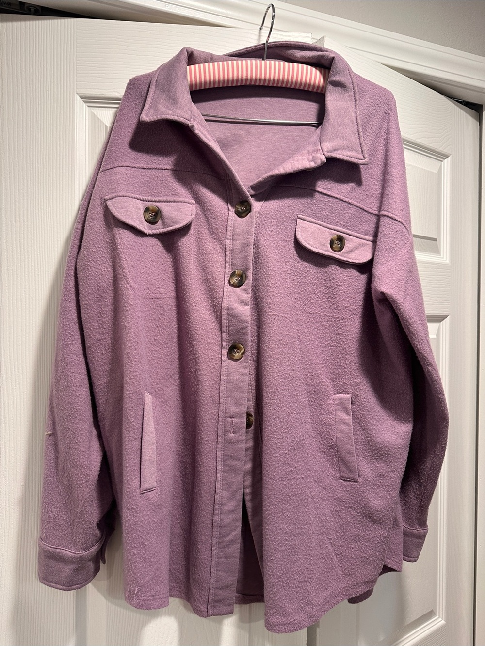 Free People Ruby Jacket Lavender Purple Oversized Button Fleece Shacket XL